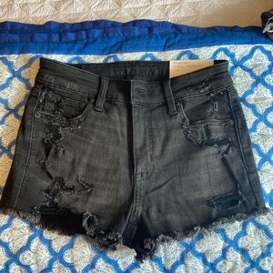 American eagle black denim shorts